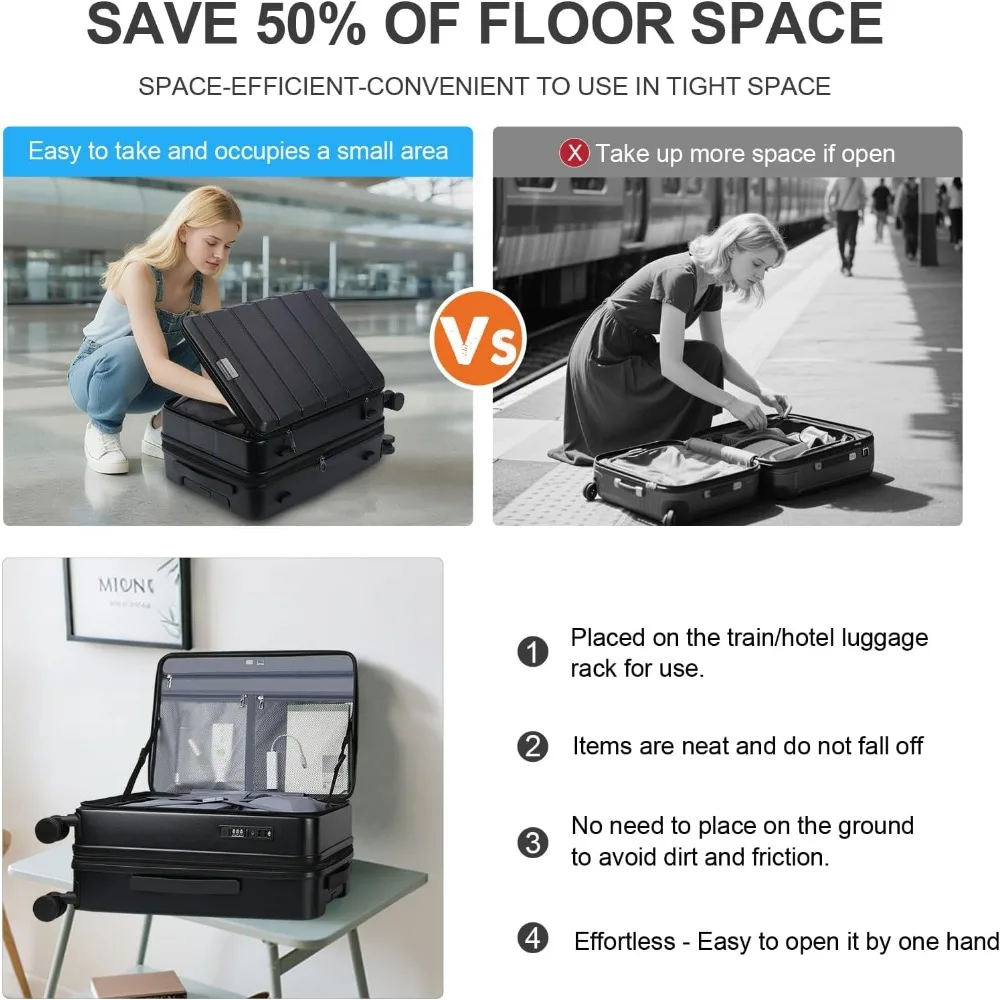 Expandable Top Loading Hard Shell Suitcase with Spinner Wheels, Large Capacity, Built-in TSA Lock, Durability for Travel