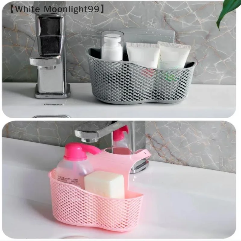 Bild 5: ómWhite Parque Waschbecken Abtropfkorb zum Aufhängen, verstellbares Küchenzubehör, Waschbeckenbeutel, Seifenschwamm, Regal, Wasserhahnhalter für Badezimmer