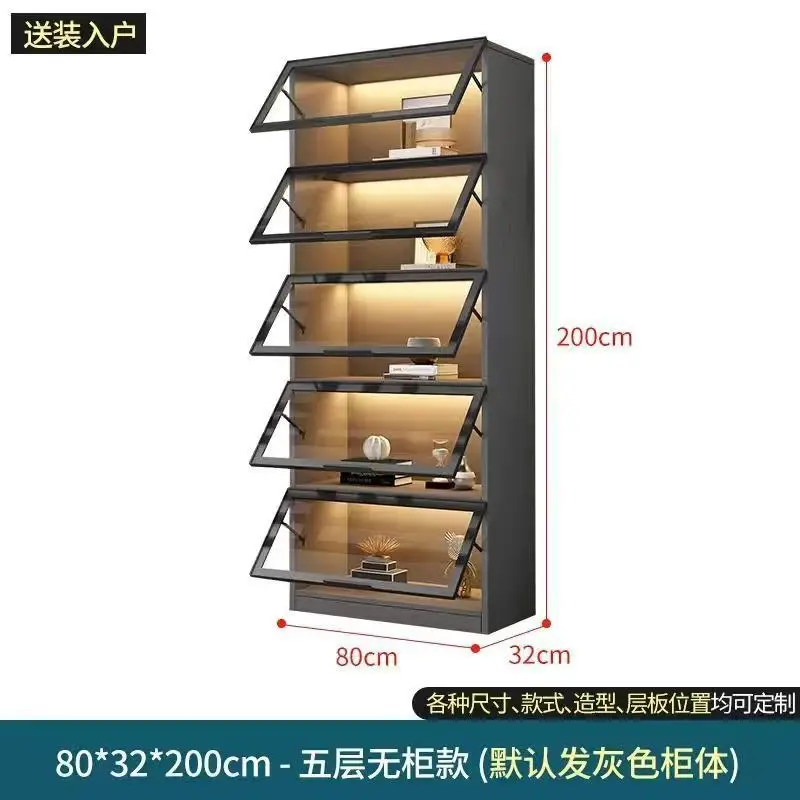 Bookcase display cabinet D made figure lattice cabinet free combination transparent hydraulic glass door display cabinet glass