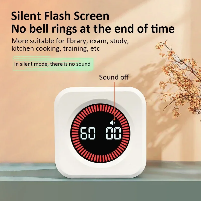 Digital Visual Timer Gravity Sensor Flipping LED Display 4 Preset Time Rechargeable Mini Cube Timer for Cooking Study Shower