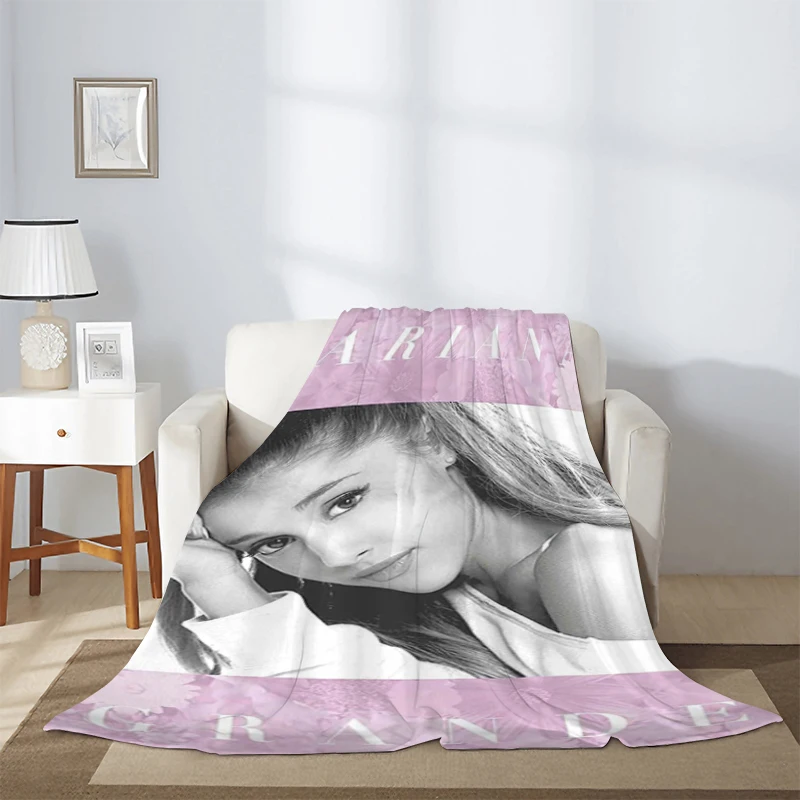 

A-Ariana Grande Custom Blanket Sofa Winter Popular Singer Fluffy Soft Blankets & Throws Microfiber Bedding Knee Warm Fleece Nap