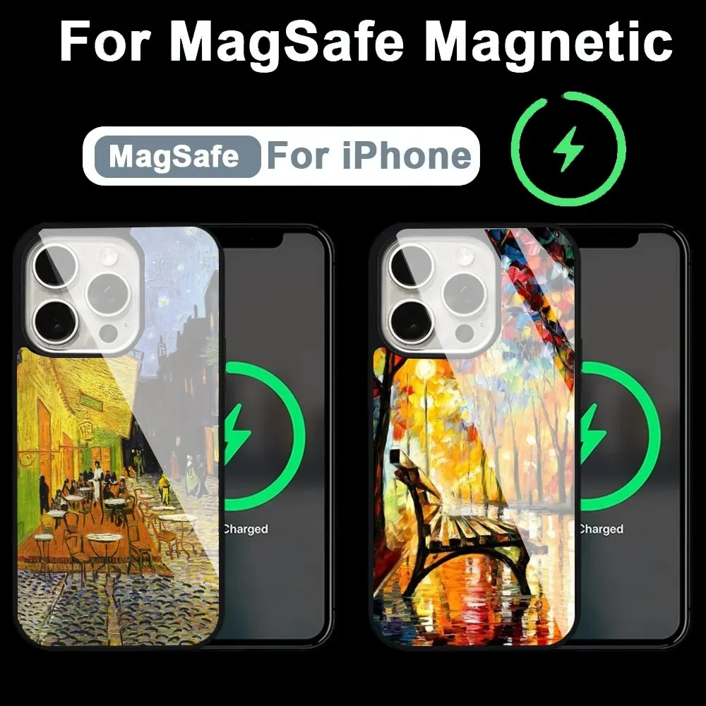 

Van Gogh Sunflowers Oil Painting Phone Case Alex Mirror For Magsafe Wireless Charging Caver For IPhone 13 14 15 Pro Max 11 12 Mi