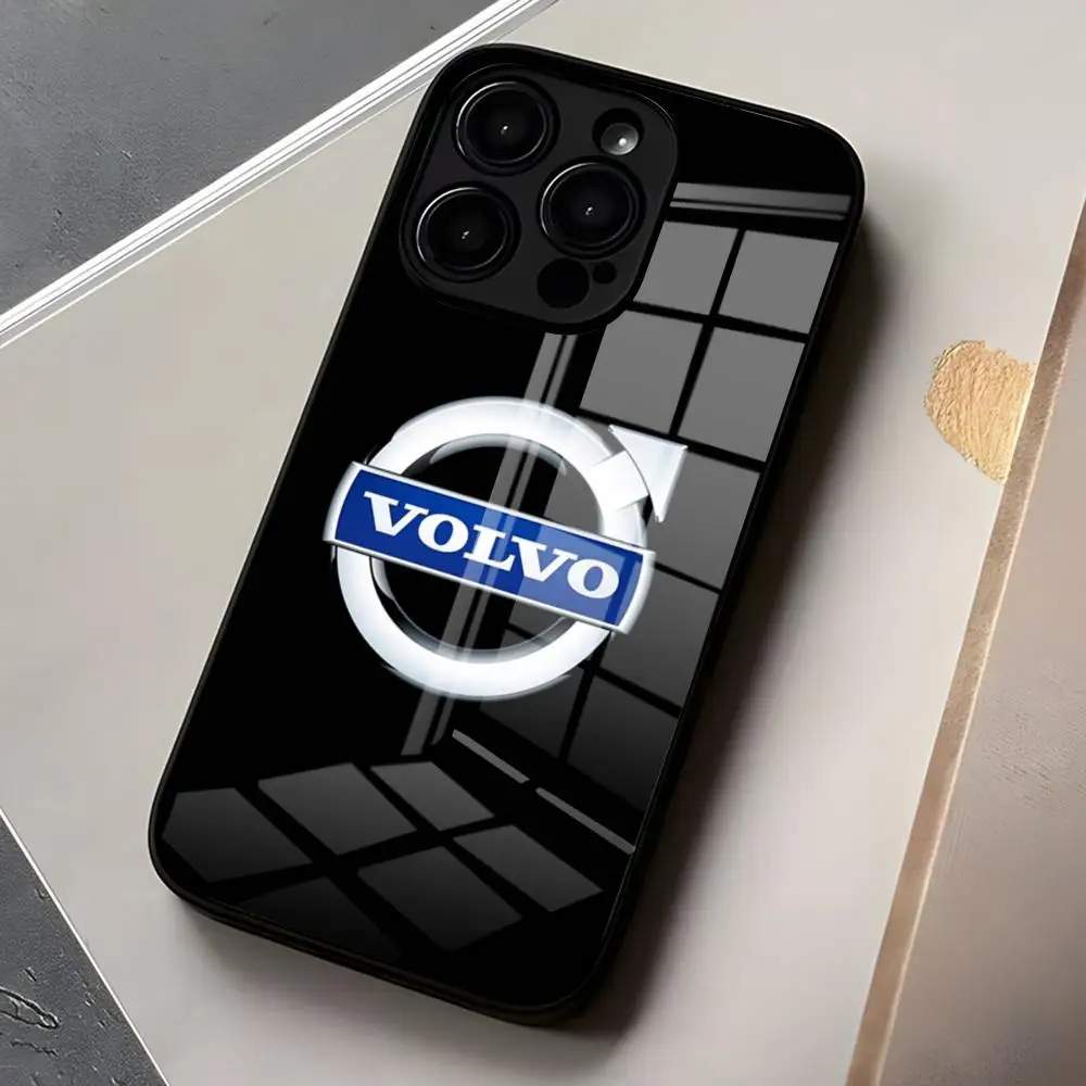Coole V-VolvoES Logo Handyhülle für iPhone 17 Pro Max 16 15 14 Pro Max 13 11 X Xs Xr 8 7Plus Glasabdeckung