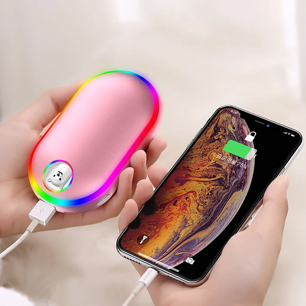 NEW Hand Warmer USB Power Bank Portable Electric Pocket Hand Warmer Digital Display Flashlight Christma Gift