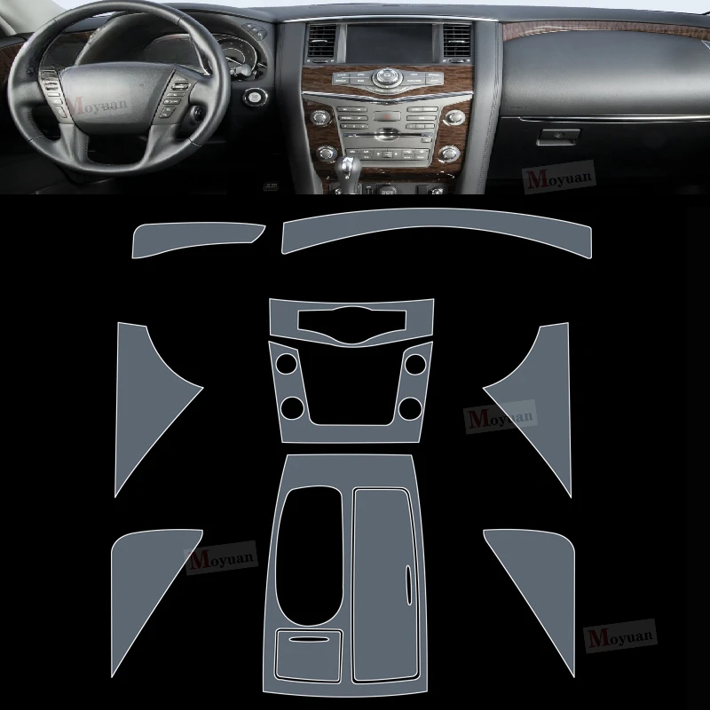 For Nissan Patrol 2012-2023 Gearbox Panel Navigation Screen Automotive Interior TPU Protective Film Anti-Scratch Sticker