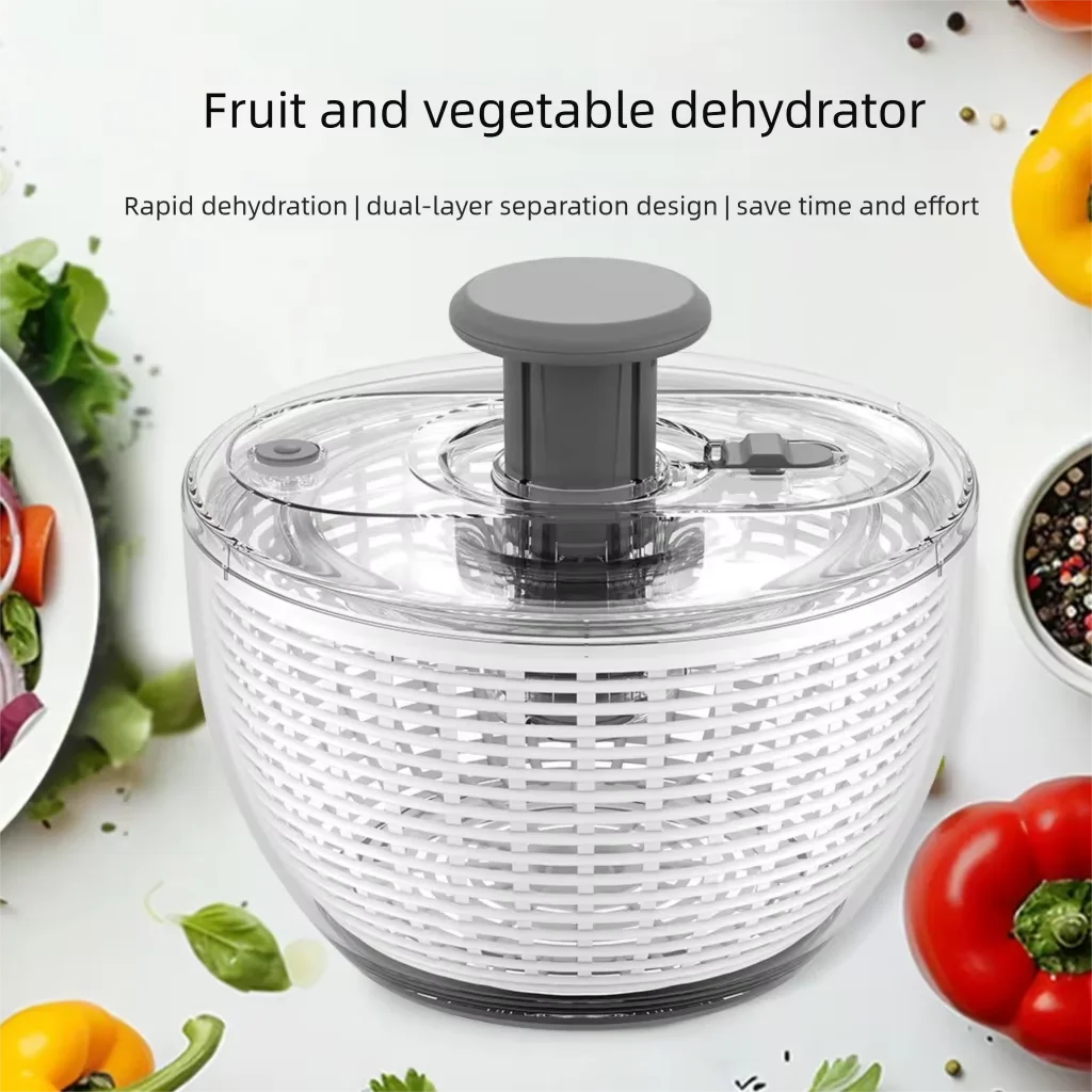 Multi-function press vegetable dehydrator, manual salad spinner, kitchen strainer, veggie washing tool