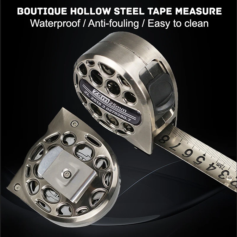 3/5/7.5 متر الفولاذ المقاوم للصدأ المضادة للتآكل قابل للسحب متري حاكم متري شريط القياس تصميم جوفاء أداة قياس النجارة #4