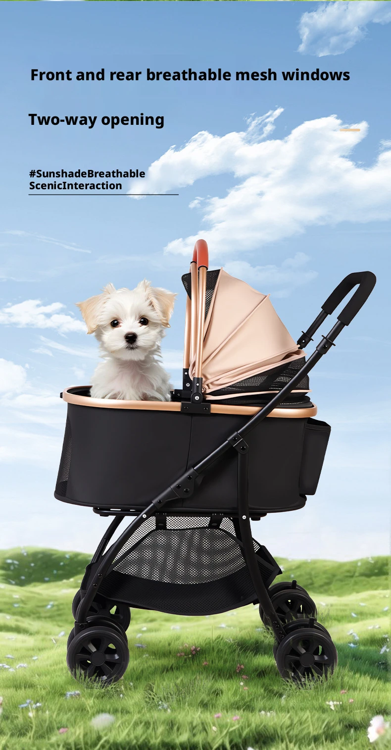 2 in 1 Detachable Pet Stroller, Lightweight 5.6kg Foldable Dog Cat Stroller with 360° Rotating Wheels, Portable Travel Pet Carrier for Small Medium Dogs Cats Outdoor Walking, 3 Colors