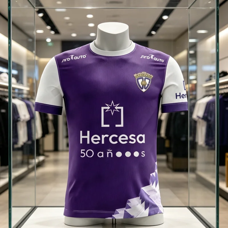 Camiseta de Fútbol del CD Guadalajara, Edición 50 Aniversario, Color Morado y Blanco, Hercesa, Segunda División Española B, para Hombre, Niños y Familia