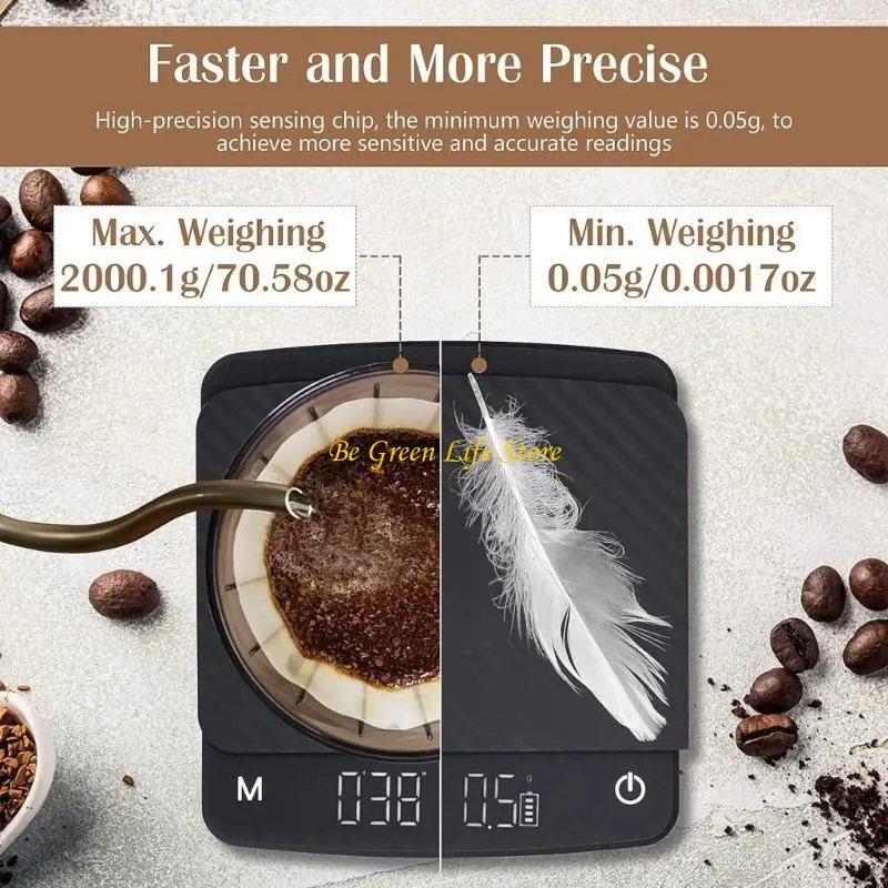

M7DF -шкала кофе Mini Coffee Scale с таймером 2/3 кг/0,1 г высокой точной шкалы эспрессо для эспрессо -кофе.