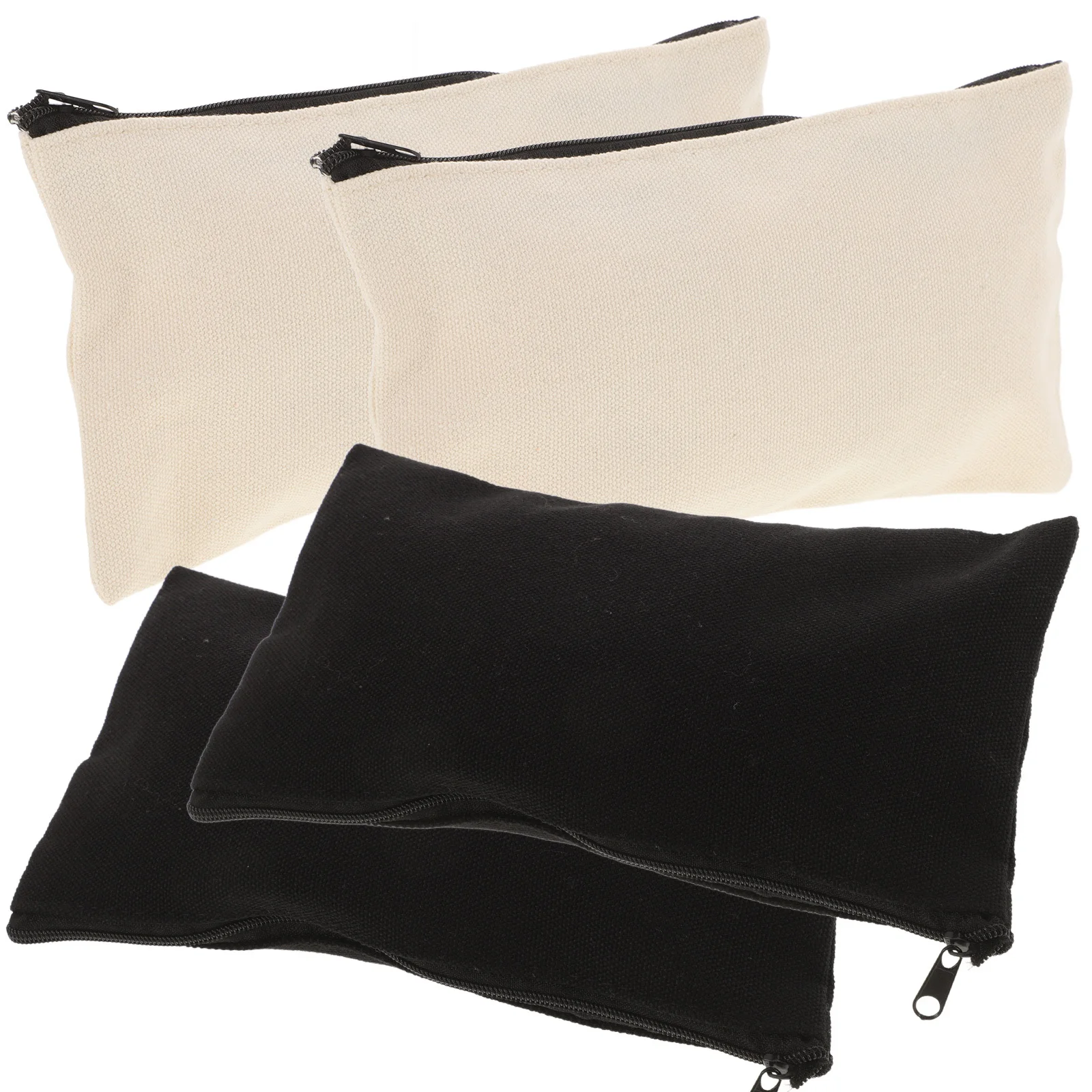 

4pcs Canvas Storage Bag Small Pencil Pouch For School Stationery Organizer Multi-Function Zipper Pouch Portable Pen Case Kids