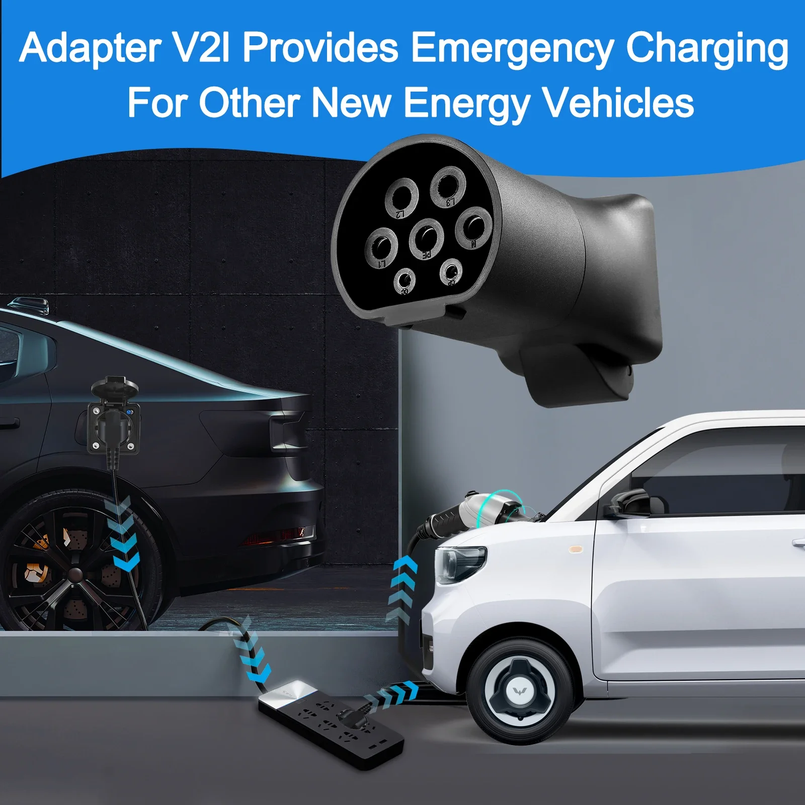 3.5KW 220V V2L VTOL Outdoor Emergency Power Adapter 16A IP44 Vehicle to Load Connector for EV External Power Supply