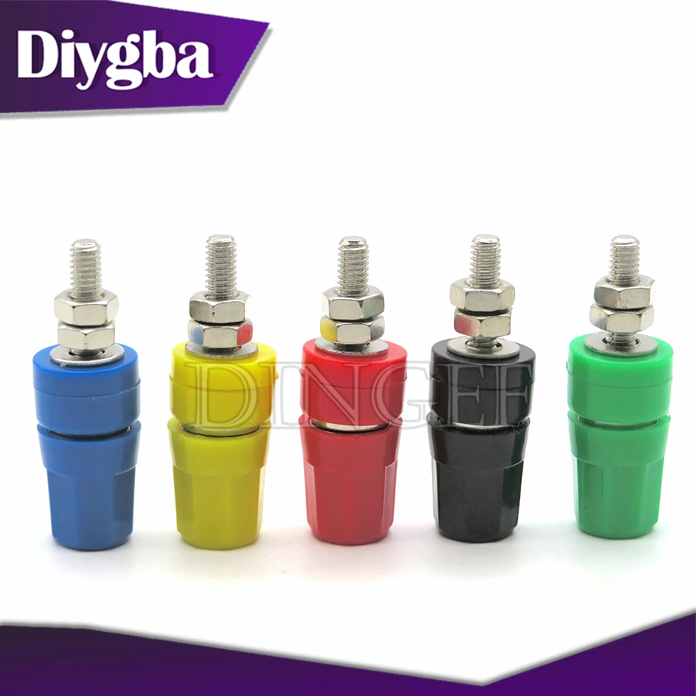 2PCS M4X36 Pure Copper Terminal 4MM Banana Jack Socket 20A Binding Post Banana Plug Connector  M4*36 Black Red Blue Green Yellow