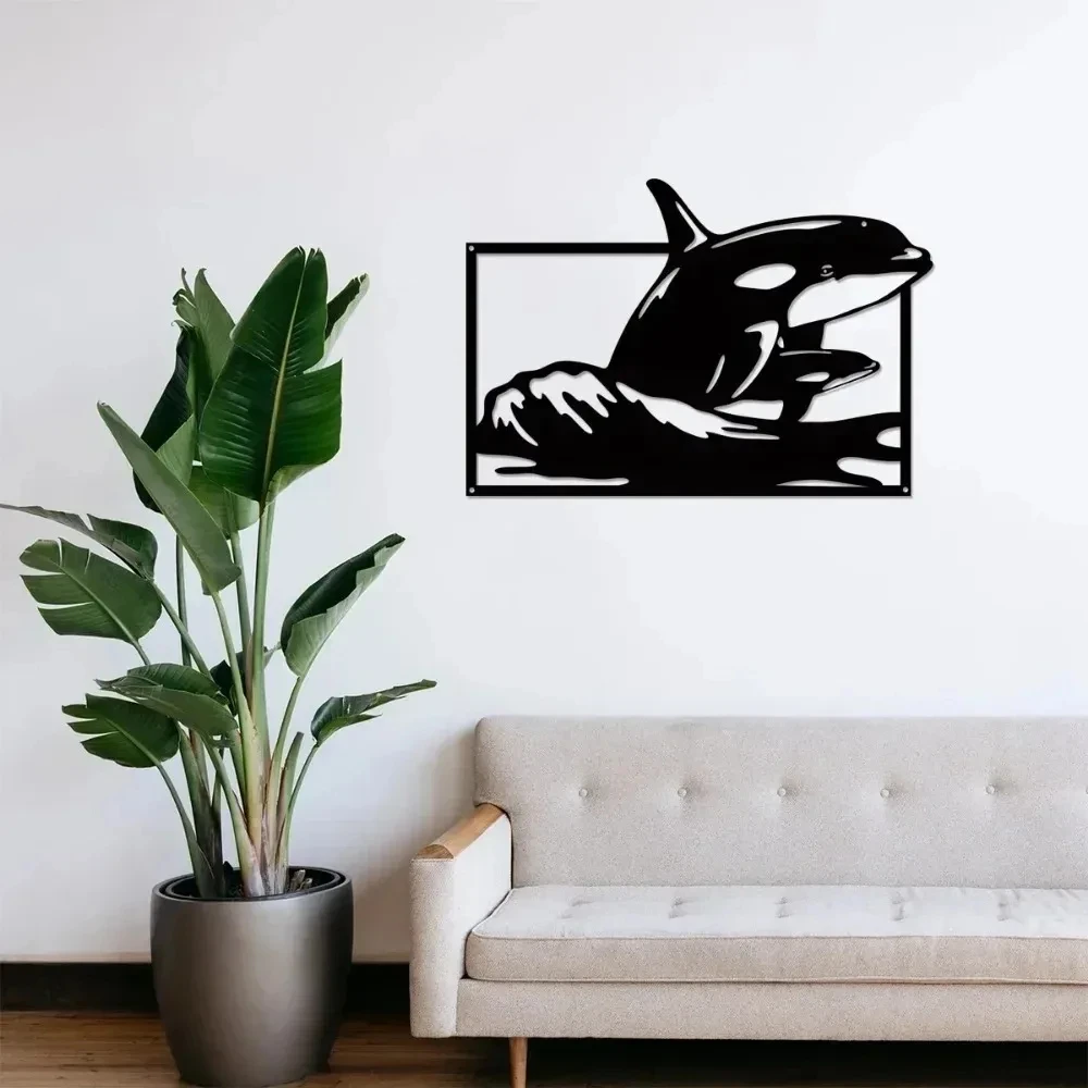 Killer Whale Metal Wall Decor, Indoor and Outdoor Decorations, Shark Metal Artwork, Modern Home Garden Sculpture
