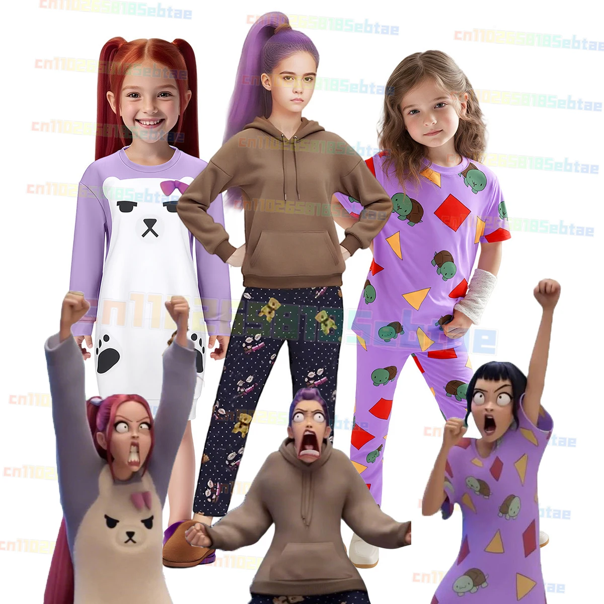 

Kpop Demon Hunters Mira Zoey Rumi Cosplay Cartoon Harajuku Cool Kids Dress Cotton Summer Tops Saja Girls Outfits