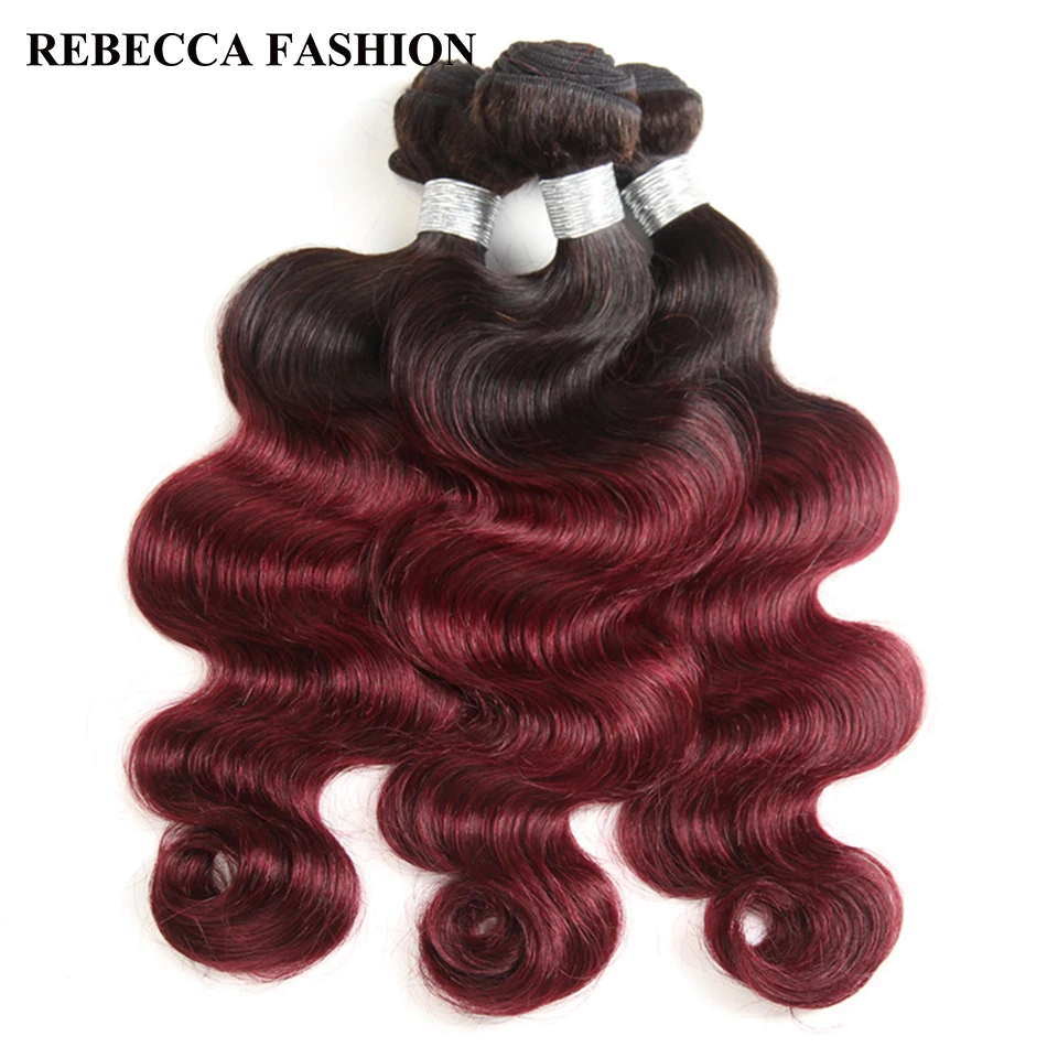 Rebecca Ombre Malaysian Body Wave Bundles 3/4 Pcs Remy 100% Human Hair Bundles 2 Tone Color T1B/27# T1B/30# T1B/99J#