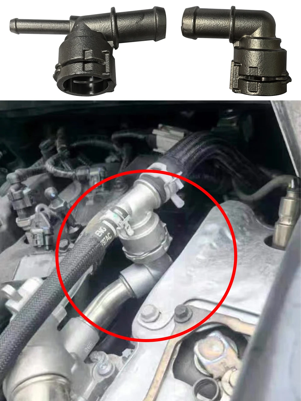 2Pcs Stainless Steel Three-Way Joint Connector Auxiliary Kettle For Jeep Wrangler JL 2018-2024 2.0L SXMA JL1331