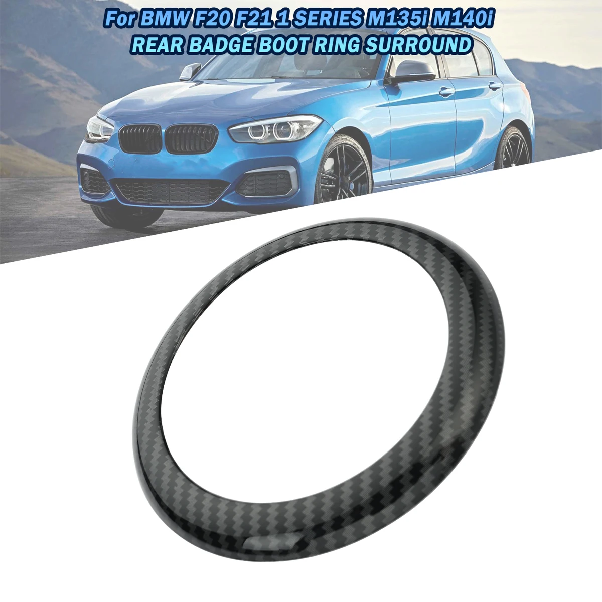 Anel de crachá traseiro logotipo do carro capa para bmw série 1 f20 f21 2011-2019 preto/carbono padrão quadro adesivo acessórios de decoração do carro