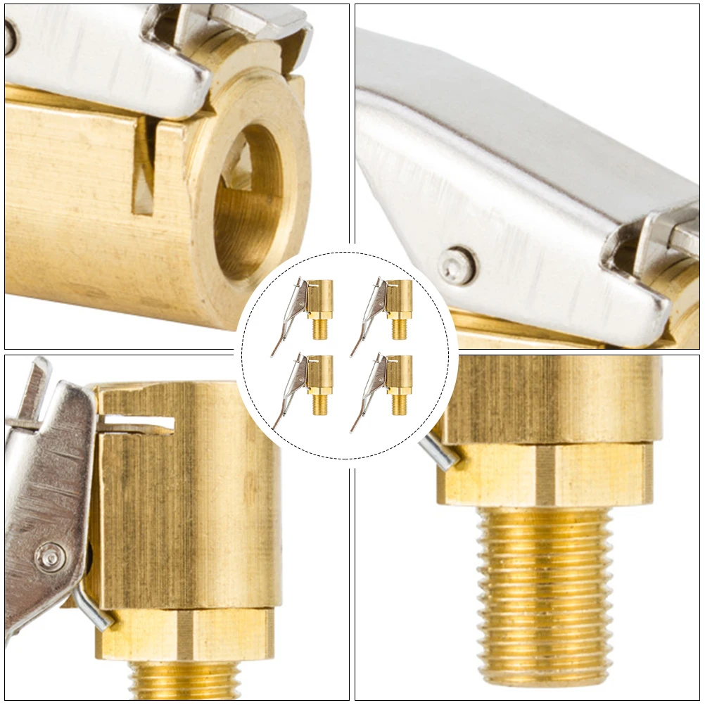 

4pcs Tire Air Chuck Brass Open End 8Mm Hose Fit Durable Air Pump Nozzle For Car Motorcycle Bike Inflator Tool Accessory