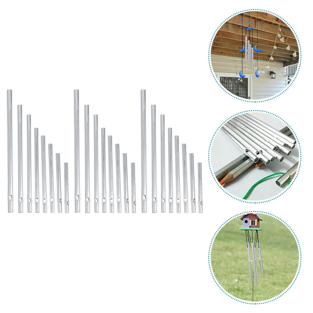 

24Pcs Aluminum DIY Wind Chime Tubes Different Lengths for Garden Patio Decoration Sturdy Metal Hanging Pendant Craft Supplies