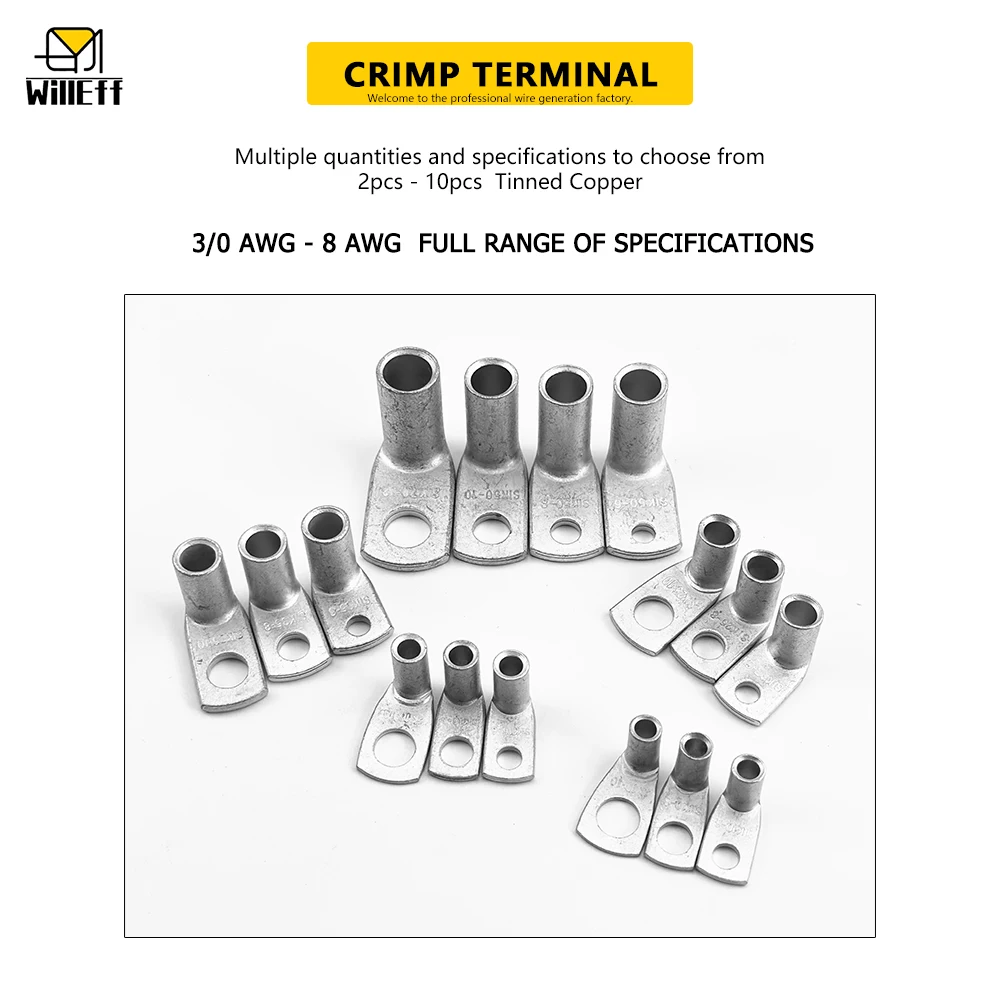 Thickened right angle bent tin plated copper terminal Lug L type Wire cable terminals 90° Cold pressed wiring terminal lug M6/M8