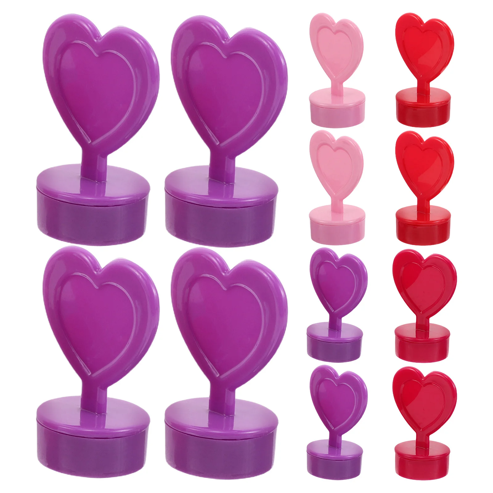 20 piezas pequeños sellos de corazón de plástico para niños, recompensas en el aula, álbum de recortes, diario, suministros para fiestas del Día de San Valentín