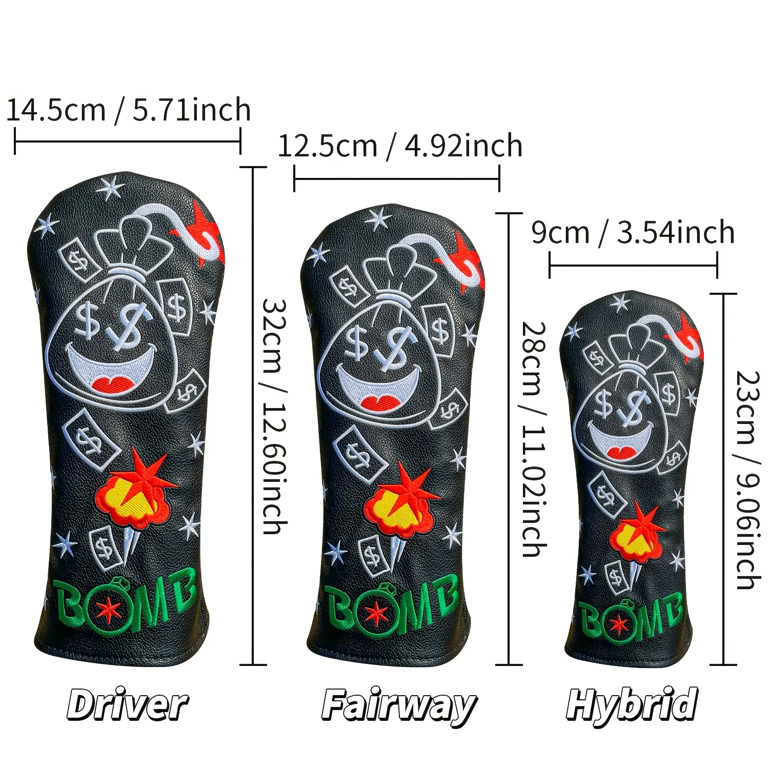 1pc/4pcs Golf Club Headcovers Suitable for - Compatible for Driver, Fairway, Heads: Money Design Club Protective Cover image 6