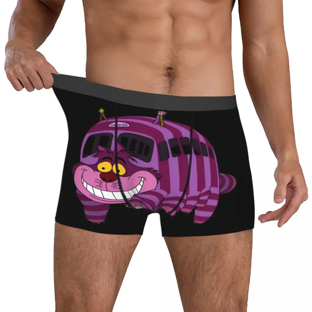 

Мужские трусы-боксеры с аниме-принтом Чеширского кота, удобные трусы-брифы в стиле Алисы в Стране чудес