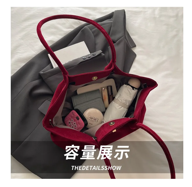 Frauen Faux Wildleder Schulter Tasche Casual Tote Handtasche Unterarm Eimer Geldbörse Herbst Täglichen Mode Luxus Tasche Guangzhou Hohe Qualität Tasche – Detail 7