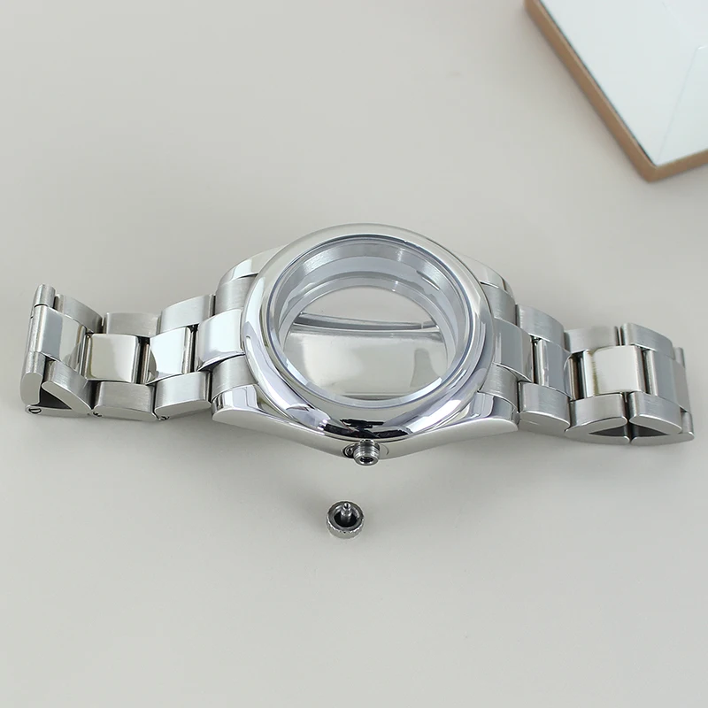 36mm/39mm caixa de relógio pulseira safira parafuso coroa para seiko nh35 nh36 nh34 miyota8215 movimento nh35 acessórios de relógio oyster