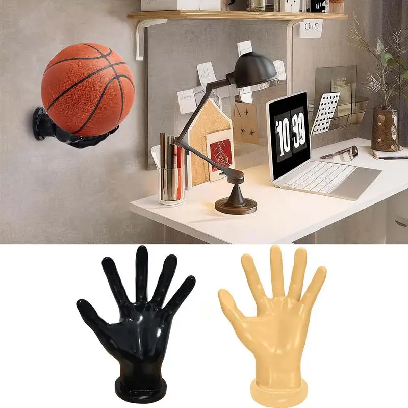 

Ball Holder Wall Mount 2X Hand Sculpture Ball Holder Soccer Wall Decor Ball Rack For Soccer Basketball Volleyball