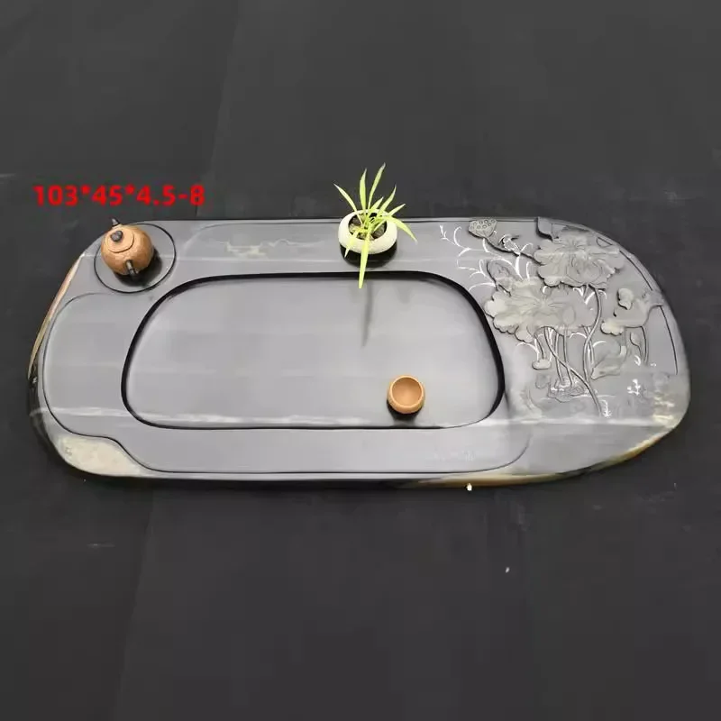Natural inkstone material household tea tray ecological rough tea sea inkstone retro tea set