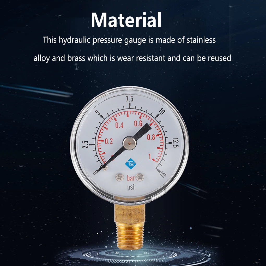 

Hydraulic Pressure Gauge Multi-purpose Water Oil Pneumatic Tester Air Compressor Meter Chemical Repairing Type 2