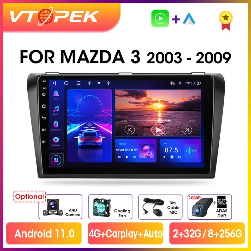 

Vtopek 9 "4G Carplay DSP 2din Android 11 Автомобильный радиоприемник Мультимедийный плеер Авто Стерео навигация GPS для Mazda 3 2004-2009 с BOSE