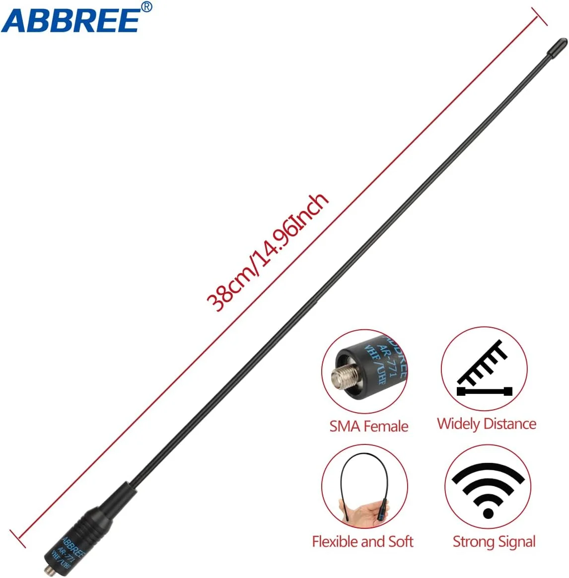 Walkie Talkie AR 771 Tri Band Antenna Whip Soft Antenna SMA Female For Baofeng UV-5R UV 5RH 21 PRO Quansheng UV-K5(8) Ham Radio view 4