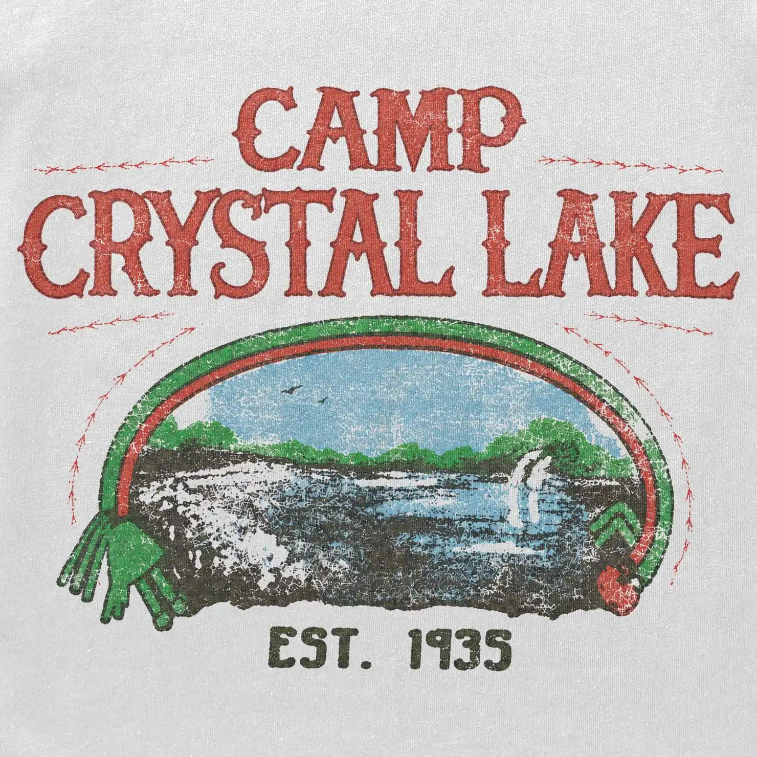 Lizenziertes Camp Crystal Lake Grafik-T-Shirt aus Baumwolle für Herren und Damen, Streetwear-T-Shirt – Detail 4