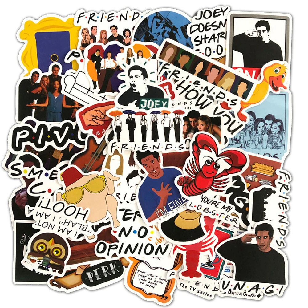 10/30/50/100 Stück Klassische TV-Serie Friends Aufkleber Lustige Charakter-Sticker DIY Gepäck Koffer Tagebuch Wasserfeste Graffiti-Aufkleber