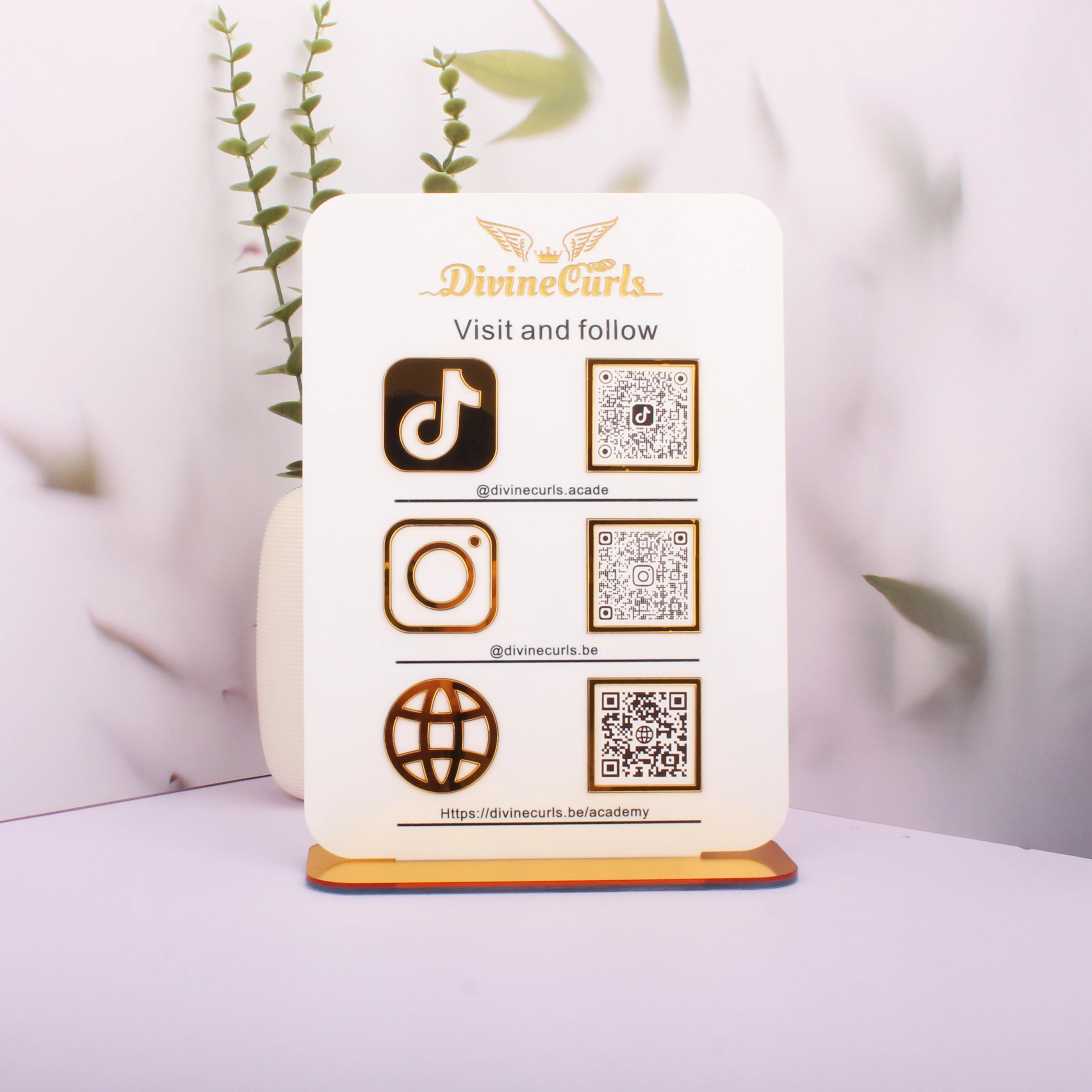 Custom Social media QR Code Plaque Payment Display Sign With Acrylic Base Personalized Logo Multi Code Signage