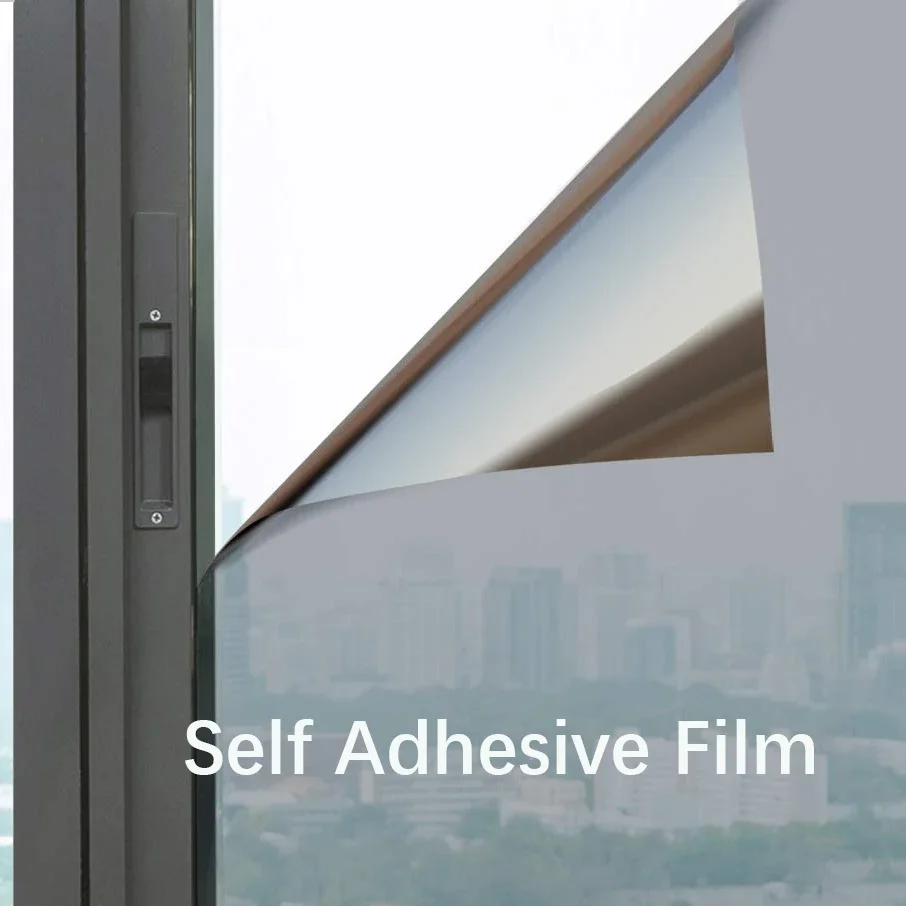 One Way Mirror Window Film Daytime Privacy Sun Blocking Heat Control Anti UV Reflective Film Self Adhesive Window Tint for Home