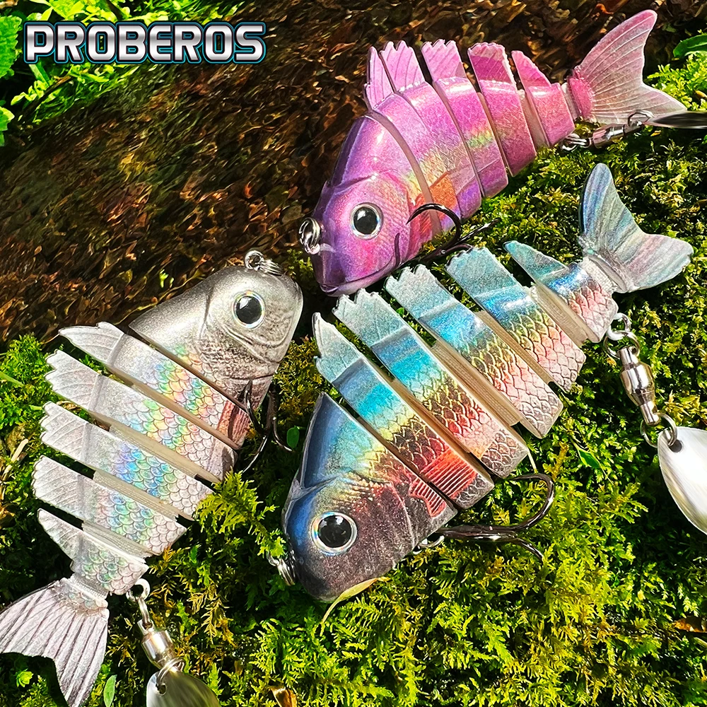 

PROBEROS Multi-Jointed Fishing Lure 25 Colors Hard Bait Artificial Swimbait Jointed Design for Bass Pike Walleye Fishing Tackle