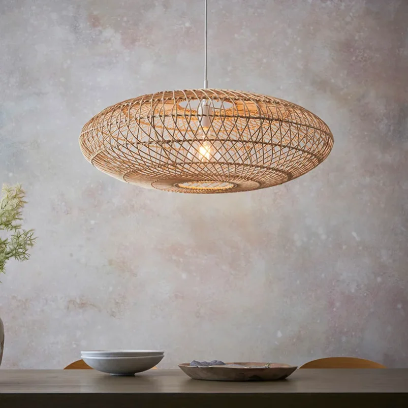 

Natural Rattan Lamp Pendant light New Chinese Style Hand-woven Pendant Light for Living Room Hanging Luminaire Dining Room light