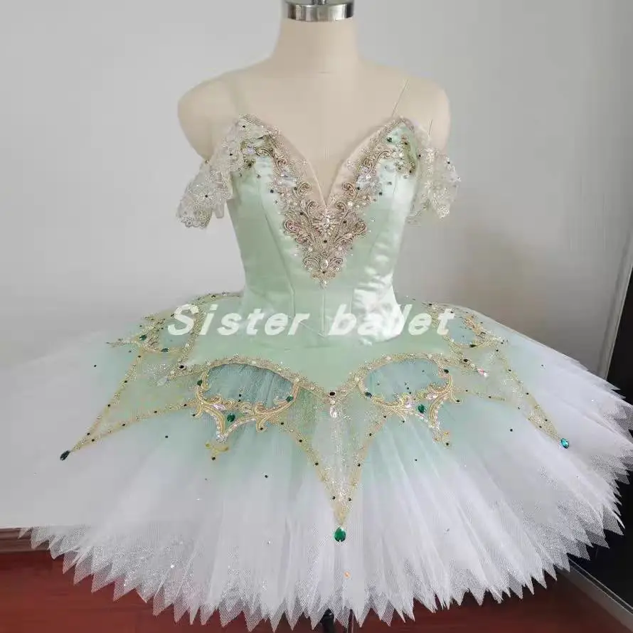 2024 New Ballet Competition TUTU dress Esmeralda Variations Green gauze disc dress Paquita hand inspired competition gauze dress