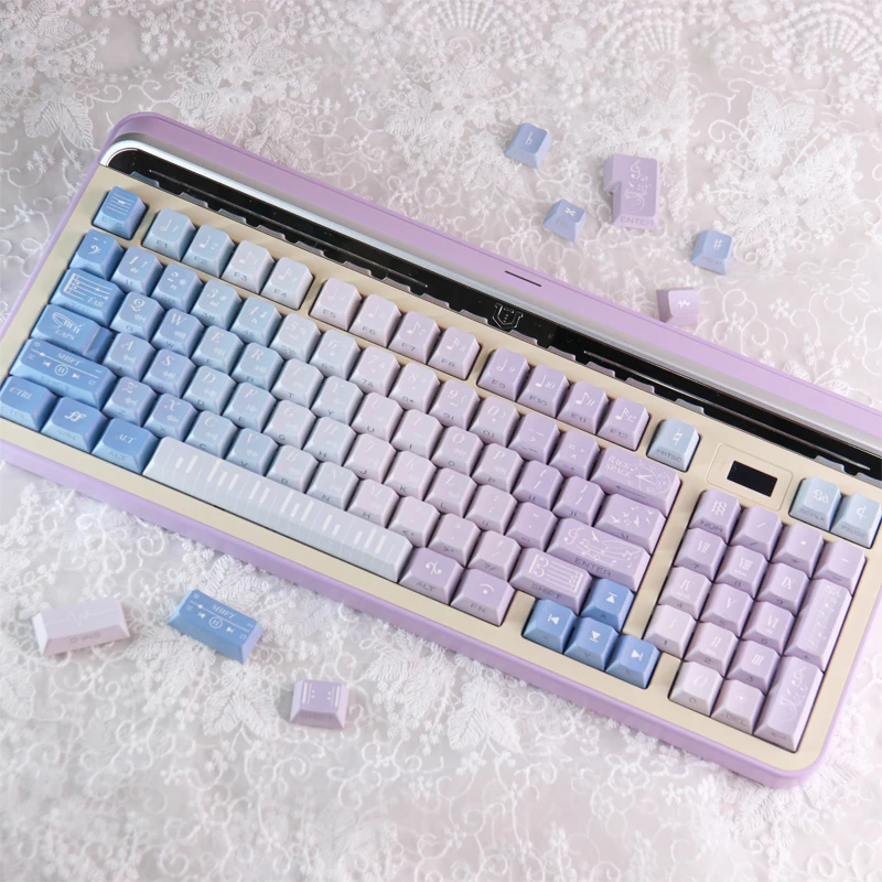 

Lost Note Theme Keycaps Set Lateral Carving PBT Thermal Sublimation Cherry Profile Key Caps for Mechanical Keyboard Accessories