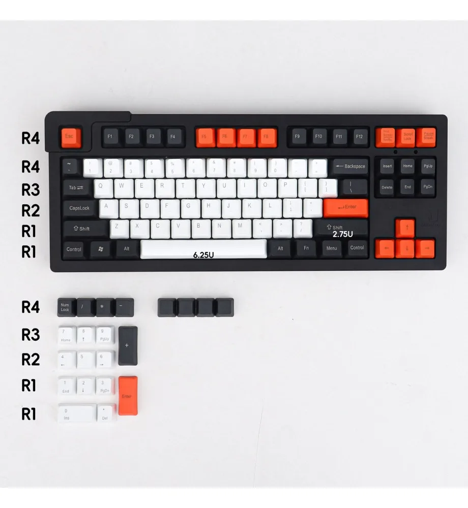

Keycap Personalized Keycap 108 Keys PBT Mechanical Keyboard Cap 61/87 Large Carbon Black Orange Solid Color