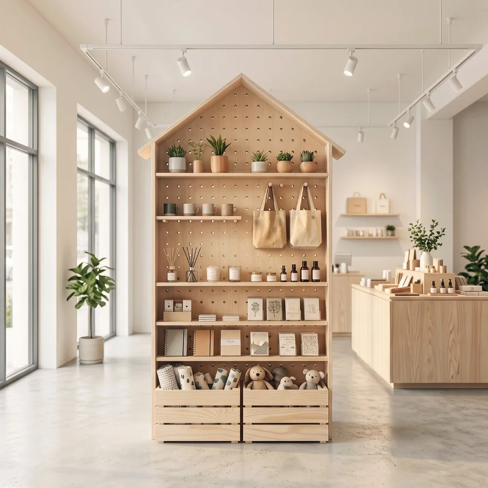 Nordic Solid Wood Display Cabinet Modern Minimalist Shelf Museum Exhibition Supermarket Convenience Store Office Furniture FYMS