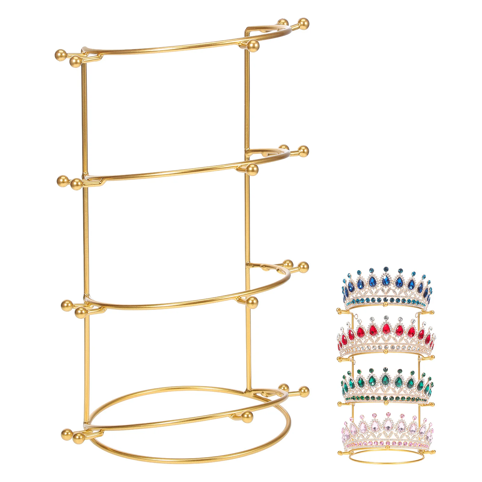 

4-Tier Wedding Crown Stand Metal Display Rack Headband Organizer Storage for Jewelry Necklaces Bracelets Crown Display Rack