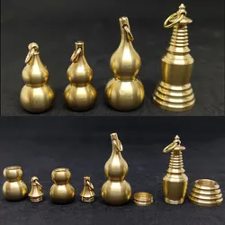 Brass Gourd Stupa Pendant Pagoda Keychain Hanging Necklace Jewelry Waterproof Pill Box Medicine Case Container Bottle Keychains