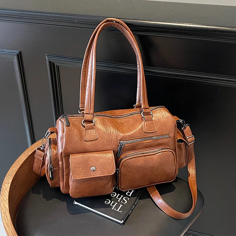 

Large Black Women's Shoulder Bags Big Commute Tote Quality Pu Leather Messenger Bag Female Travel Shopper Handbag Underarm Bag