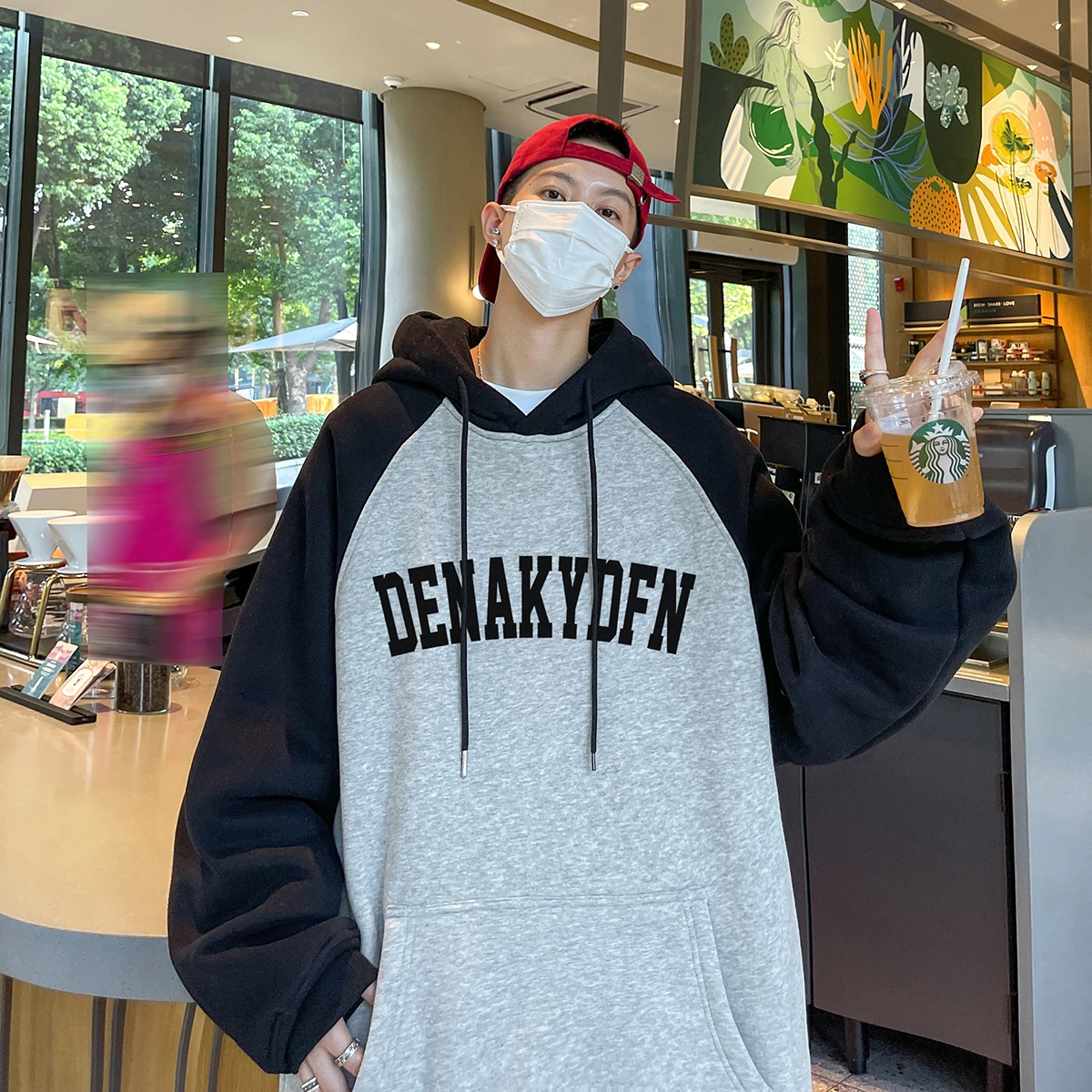 

Hooded Sweatirt Men's Spring Autumn New Loose Heavyweight Men's Jaet American Retro Letter Print Top Youth Casual Faion