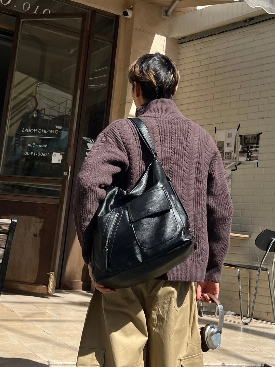 NIN Fashionable Retro Underarm Crossbody Bag Unisex Street Dark Style Personality Trendy Single Shoulder Handbag PU Material